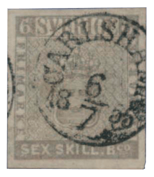 6 Skilling Banco imperforate, 1855 stamp