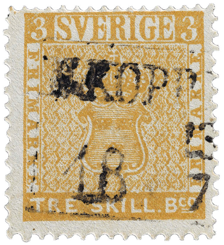 Treskilling Yellow stamp, 1855
