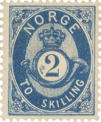 2 sk Posthorn blue stamp, 1871