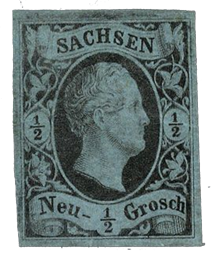 1/2ng black on pale blue paper stamp, 1851
