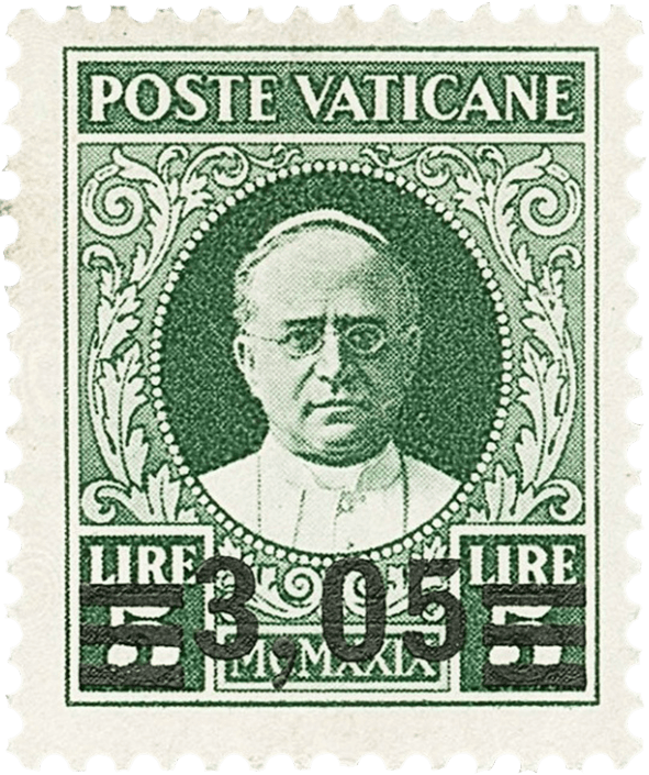 3.05L on 5L green provisional overprint, 1934