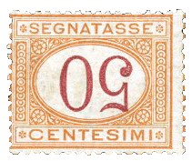 50c ocher and carmine, inverted numeral, 1870 stamp