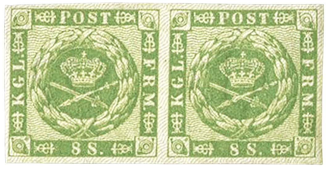 8s green horizontal pair, 1858