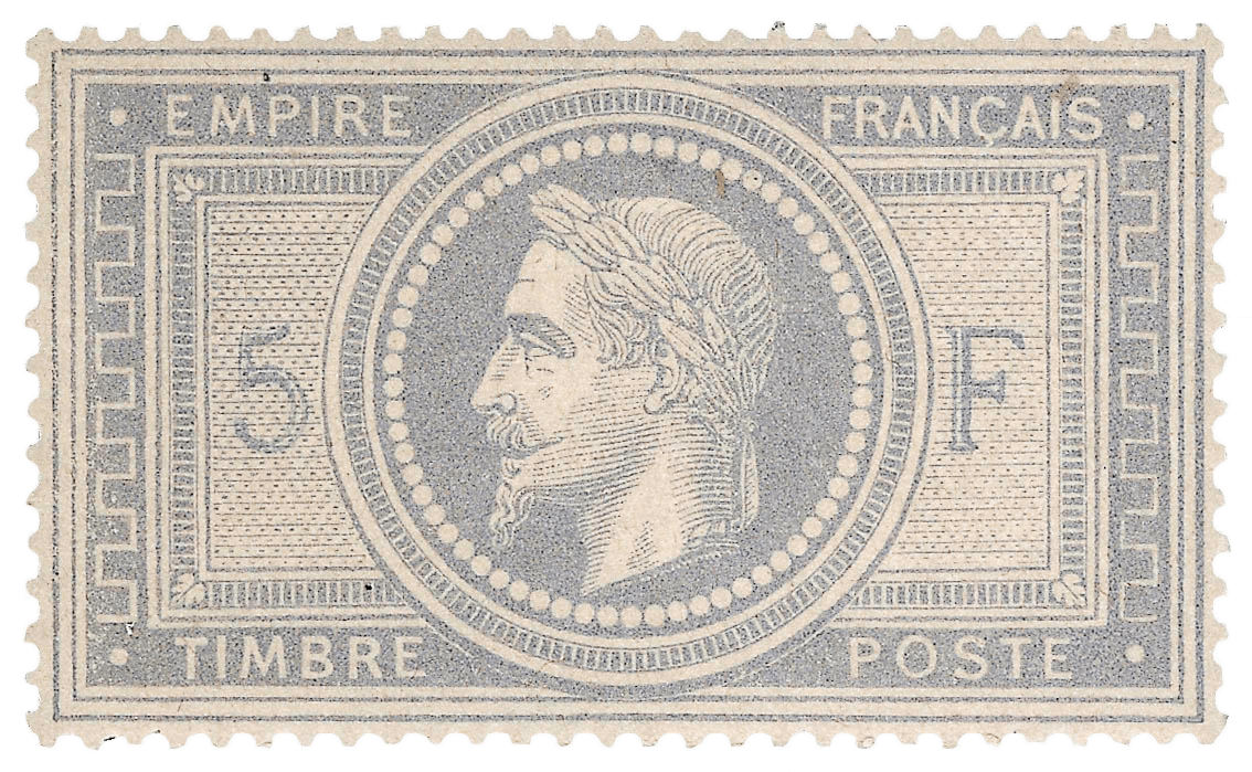5fr gray lilac on lavender paper, 1869 stamp