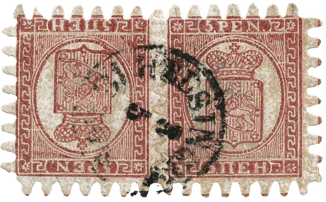 5p carmine-brown tête-bêche pair, 1866