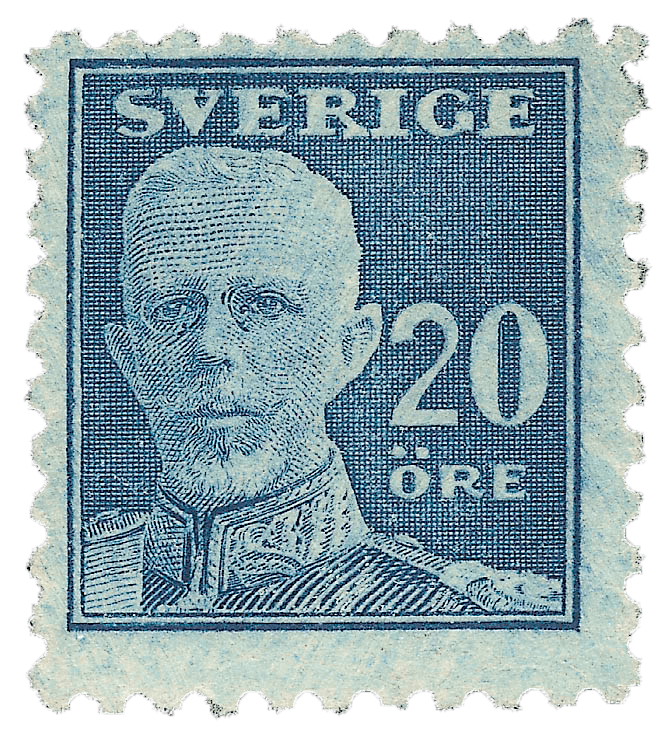 20o blue Gustaf V stamp, 1920