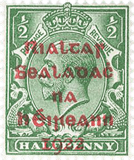 1/2p green stamp with red overprint, 1922