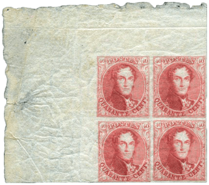 40c Epaulettes block of four, 1849