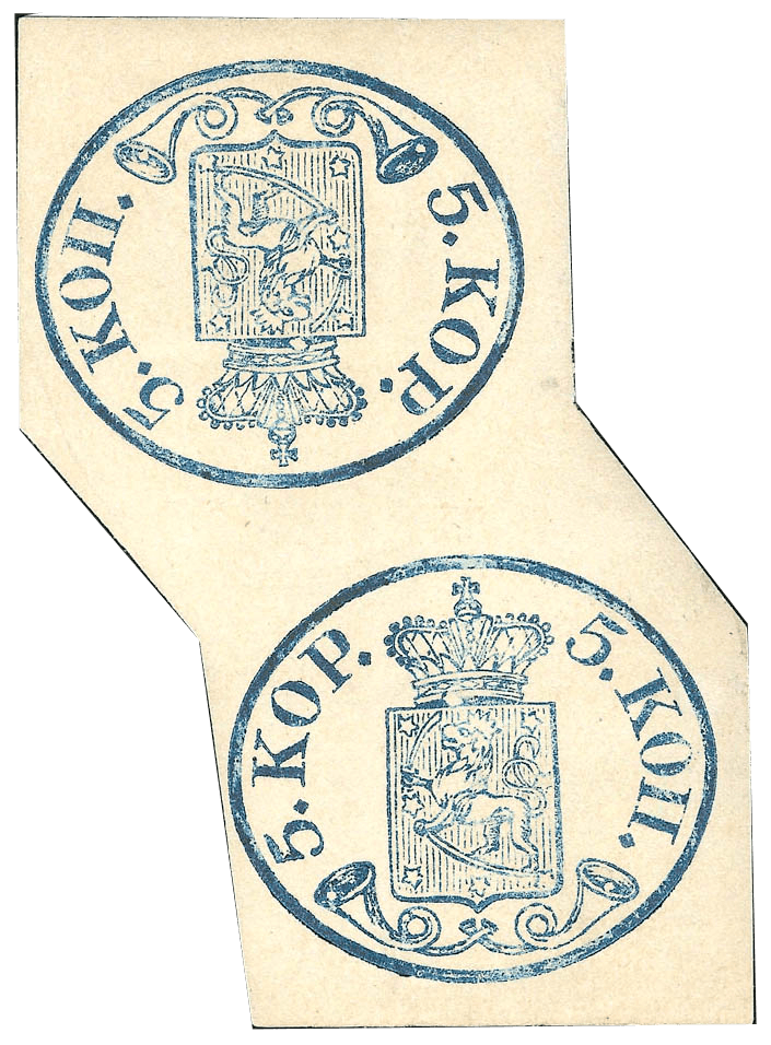 5k blue tete-beche pair, 1856