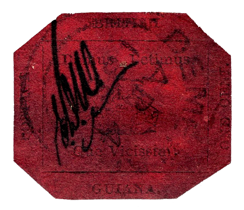 El sello de Guayana Británica de un centavo "Black on Magneta", 1856