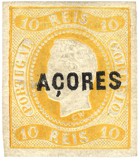 10r yellow "King Luiz" overprint, 1868