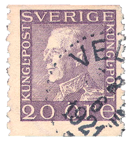 Gustav V 20ö violet stamp, 1921
