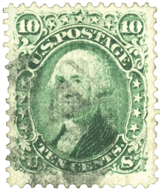 George Washington Sello de la parilla Z verde de 1867 de 10c - sello raro de EE.UU.