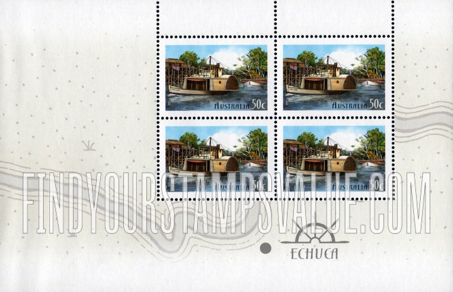 FindYourStampsValue: Murray River Shipping, 150th Anniversary: Adelaide