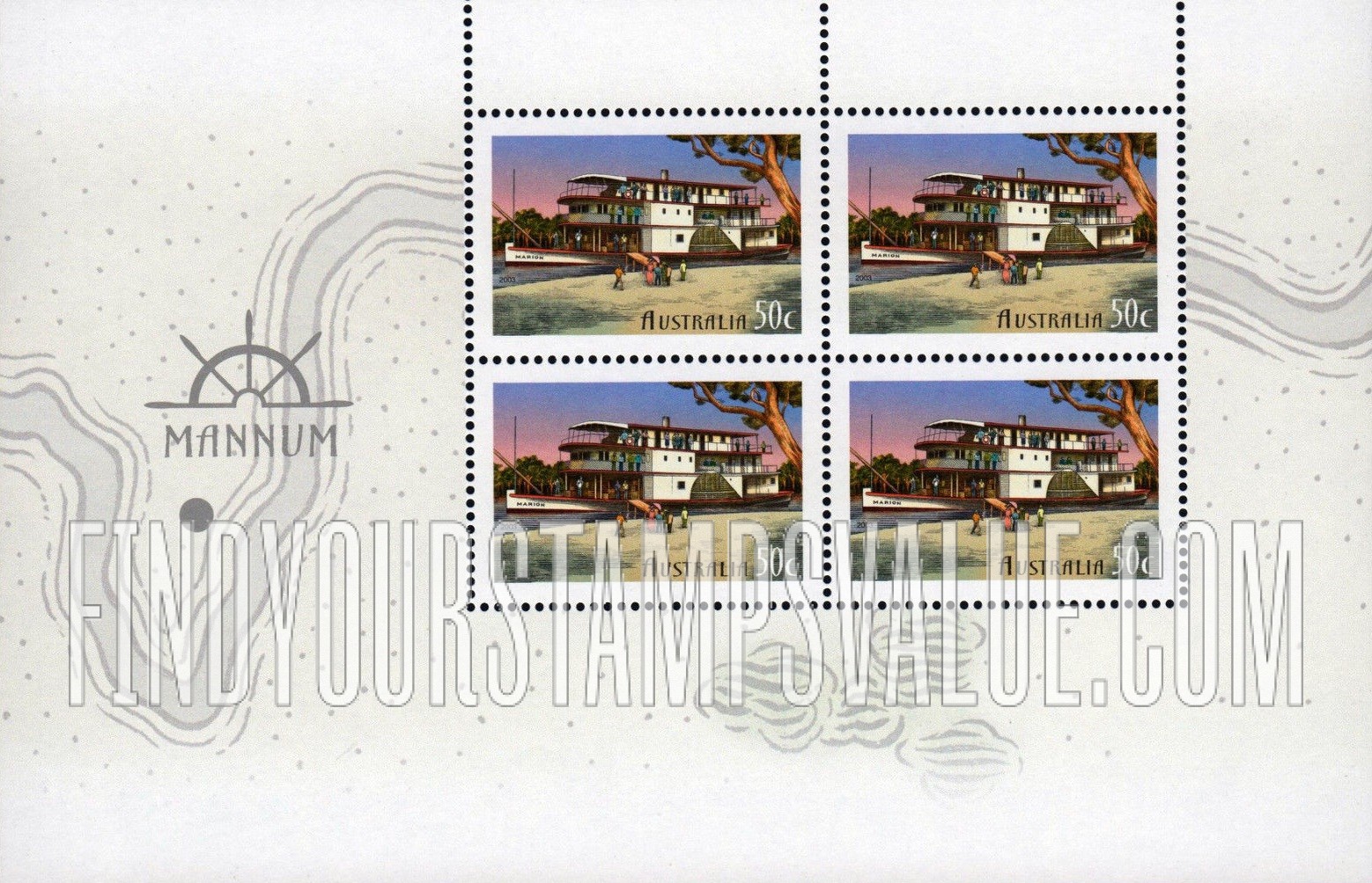 FindYourStampsValue: Murray River Shipping, 150th Anniversary: Marion
