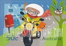 FindYourStampsValue: Postie Kate: Riding motorcycle in rain