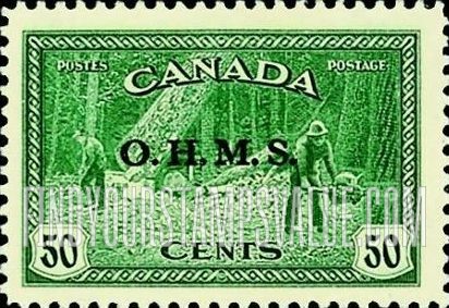 FindYourStampsValue: Official Stamps - Logging,British Columbia overprinted in black