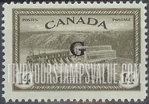 FindYourStampsValue: Official Stamps - Hydroelectric Station, Saint Maurice River overprinted in black