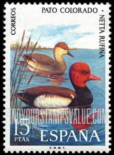 FindYourStampsValue: Birds: Red-crested pochard