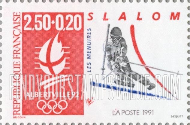 FindYourStampsValue: SEMI-POSTAL - Winter Olympics Type of 1990: Slalom skiing