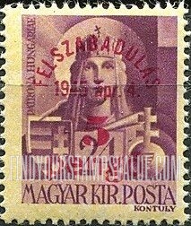 FindYourStampsValue: Portraits - Virgin Mary, Patroness of Hungary: Types of Hungary, 1943 Surcharged in Carmine