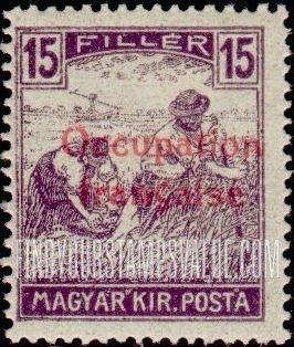 FindYourStampsValue: OCCUPATION STAMPS - Harvesting Wheat: Stamps of Hungary Overprinted in Red