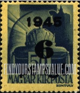 FindYourStampsValue: Crown of Saint Stephen: Types of Hungary, 1943-45, Surcharged in Black