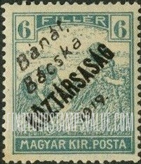 FindYourStampsValue: Issued under Serbian Occupation - Harvesting Wheat: Hungarian Stamps of 1913-19 Overprinted in Black