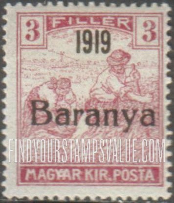 FindYourStampsValue: FIRST BARANYA ISSUE - Harvesting Wheat: Overprinted in Black