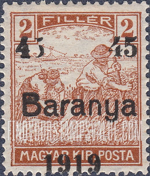 FindYourStampsValue: FIRST BARANYA ISSUE - Harvesting Wheat: Overprinted in Black