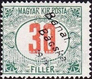 FindYourStampsValue: BANAT, BACSKA ISSUE - Numeral Value: Postage Due Stamps of 1914-15 Overprinted Type “a” in Black