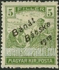 FindYourStampsValue: Issued under Serbian Occupation - Harvesting Wheat: Hungarian Stamps of 1913-19 Overprinted in Black