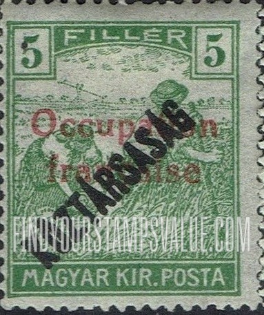 FindYourStampsValue: OCCUPATION STAMPS - Harvesting Wheat: Overprinted “Koztarsasag”