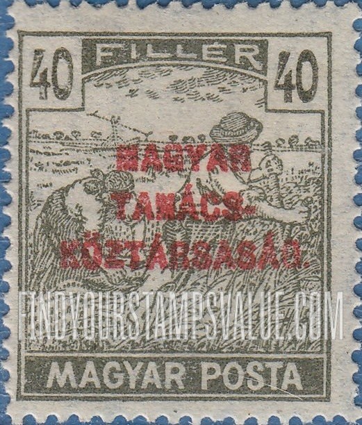 FindYourStampsValue: Harvesting Wheat: Stamps of 1919 Overprinted in Red