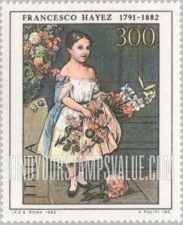 FindYourStampsValue: Art Type of 1981: Antonietta Negroni Prati Morosini as a Little Girl by Francesco Hayez (1791-1882)