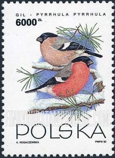 FindYourStampsValue: Birds: Pyrrhula pyrrhula