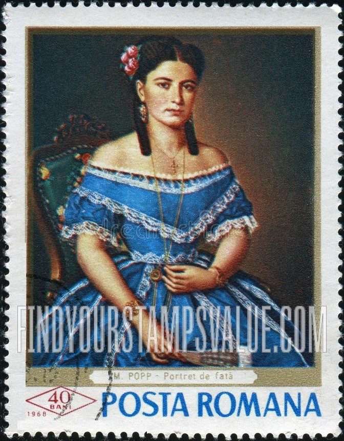 FindYourStampsValue: Paintings: Portrait of a Lady, by Misu Popp