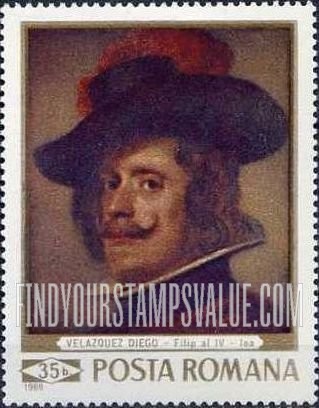 FindYourStampsValue: Phillip IV, by Velazquez: Painting Type of 1968