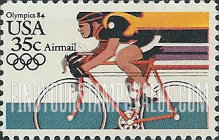 FindYourStampsValue: Air Post: SUMMER OLYMPICS, LOS ANGELES 1984 - Cycling