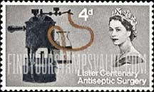 FindYourStampsValue: Great Britain (United Kingdom): Introduction of Antiseptic Surgery by J. Lister - Lister's Carbolic Spray