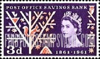 FindYourStampsValue: Great Britain (United Kingdom): Centenary of Post Office Savings Bank - Nut Tree, Nest, Squirrel, Owl