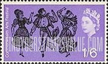 FindYourStampsValue: Great Britain (United Kingdom): 1st Commonwealth Arts Festival - French Canadian Folk Dancers, Les Feux Follets