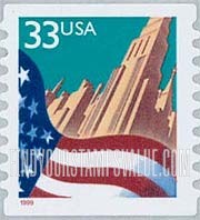 FindYourStampsValue: FLAG AND CITY, Self-Adhesive Coil stamp