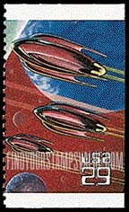 SPACE FANTASY - Space craft with short wings, booklet stamp