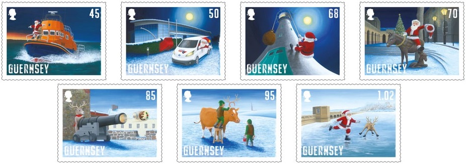 Santa's Visit 2020 – seven festive stamps introduced by Guernsey Post!