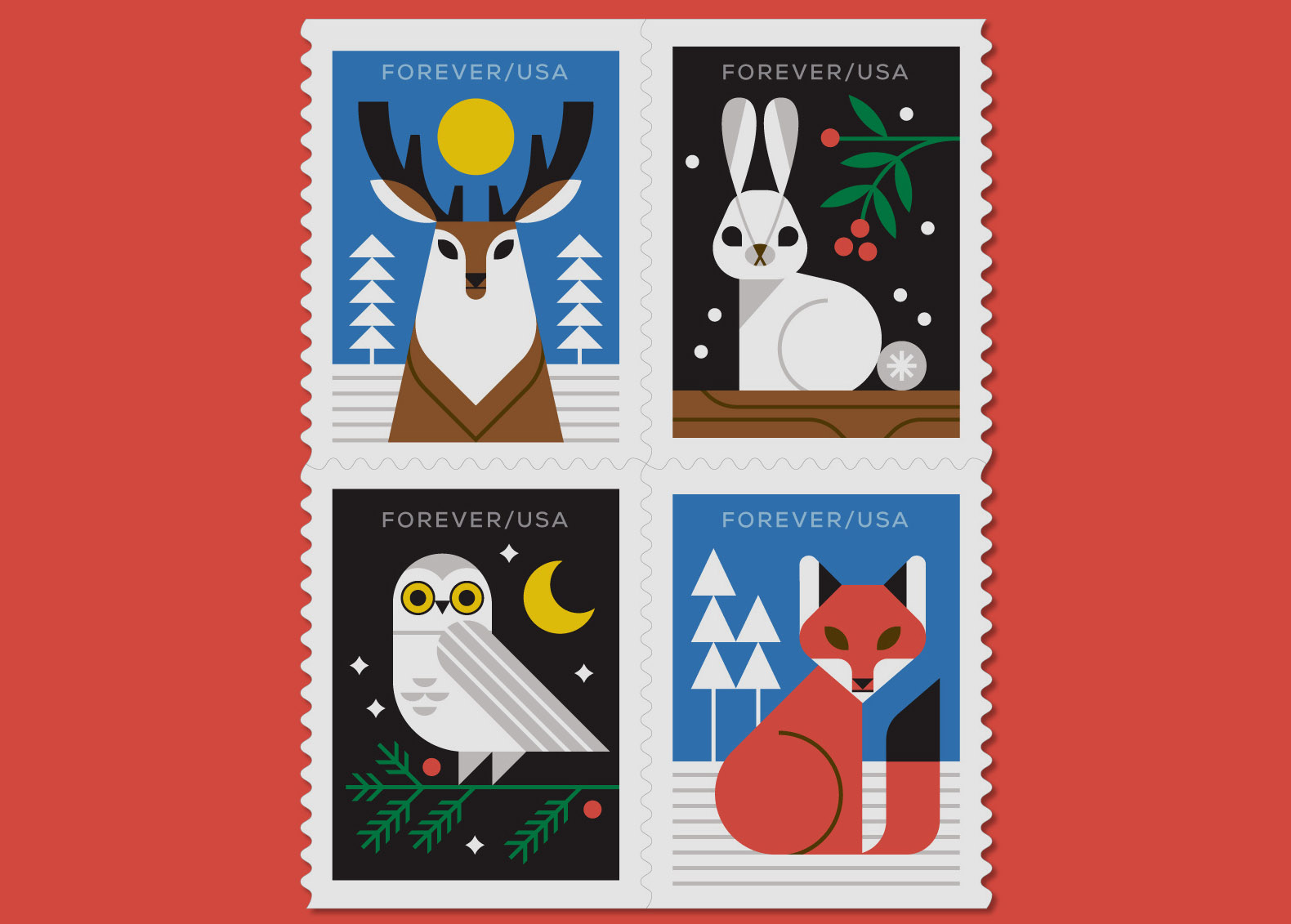 USA STAMPS 2023: Winter Woodland Animals