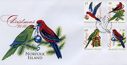 Christmas 2010 with parrots from Norfolk Island