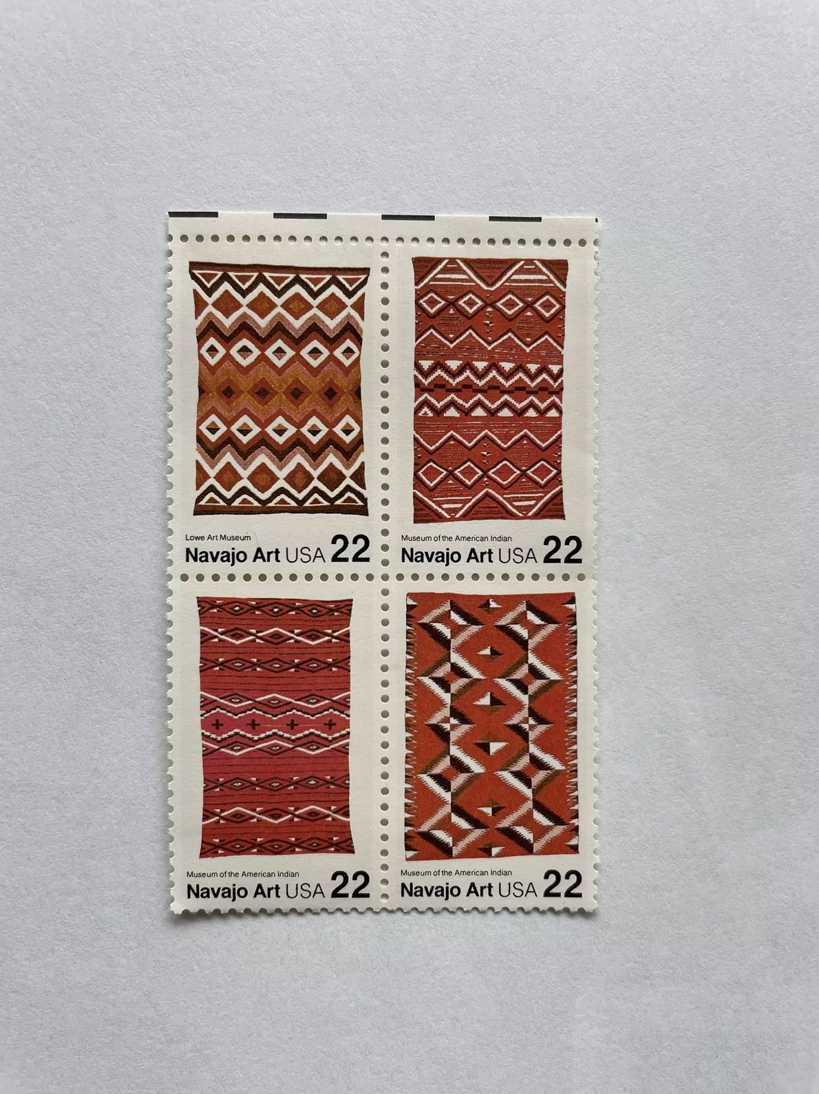 The 22c Navajo Art Block Stamps (USA, 1986): A Celebration of Cultural Heritage