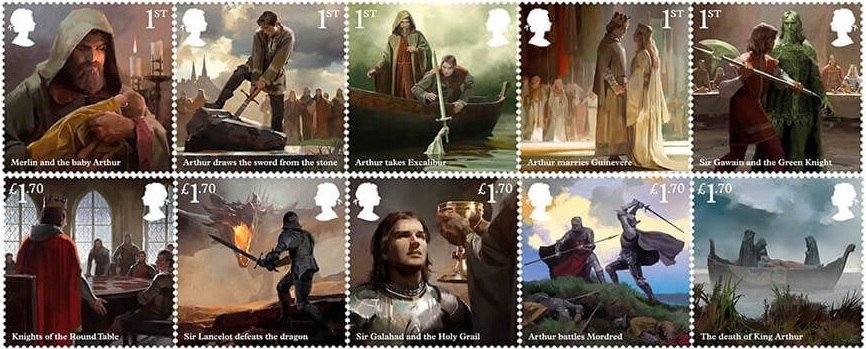 New Royal Mail stamps feature key moments in the Arthurian legend!
