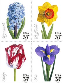 Spring flowers blossom on new postage stamps